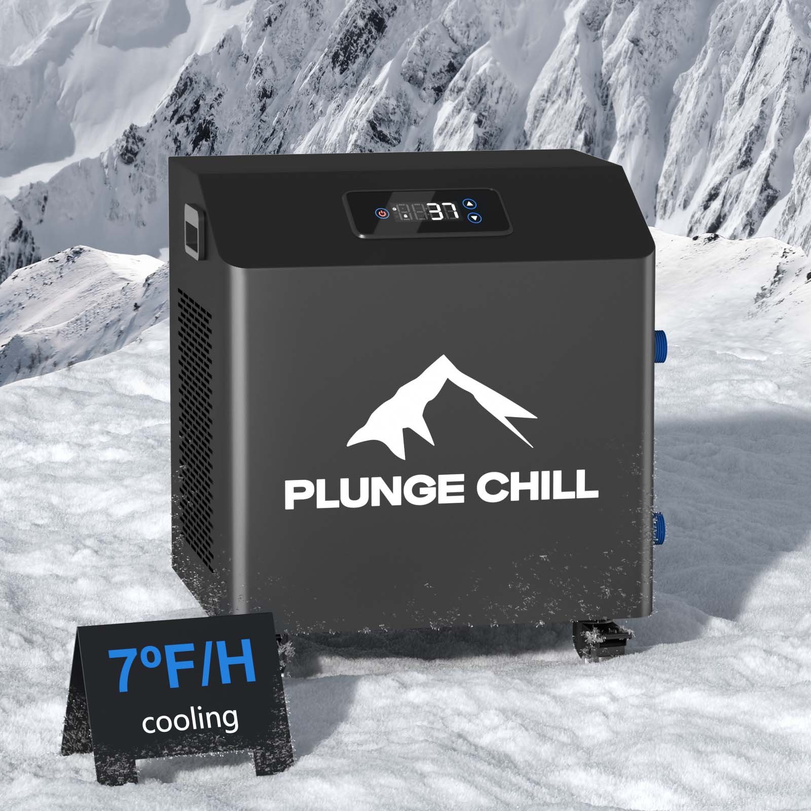 Plunge Chill 1HP Cold Plunge Chiller — 7°F per hour cooling, 36°F minimum, titanium heat exchanger, R410A refrigerant