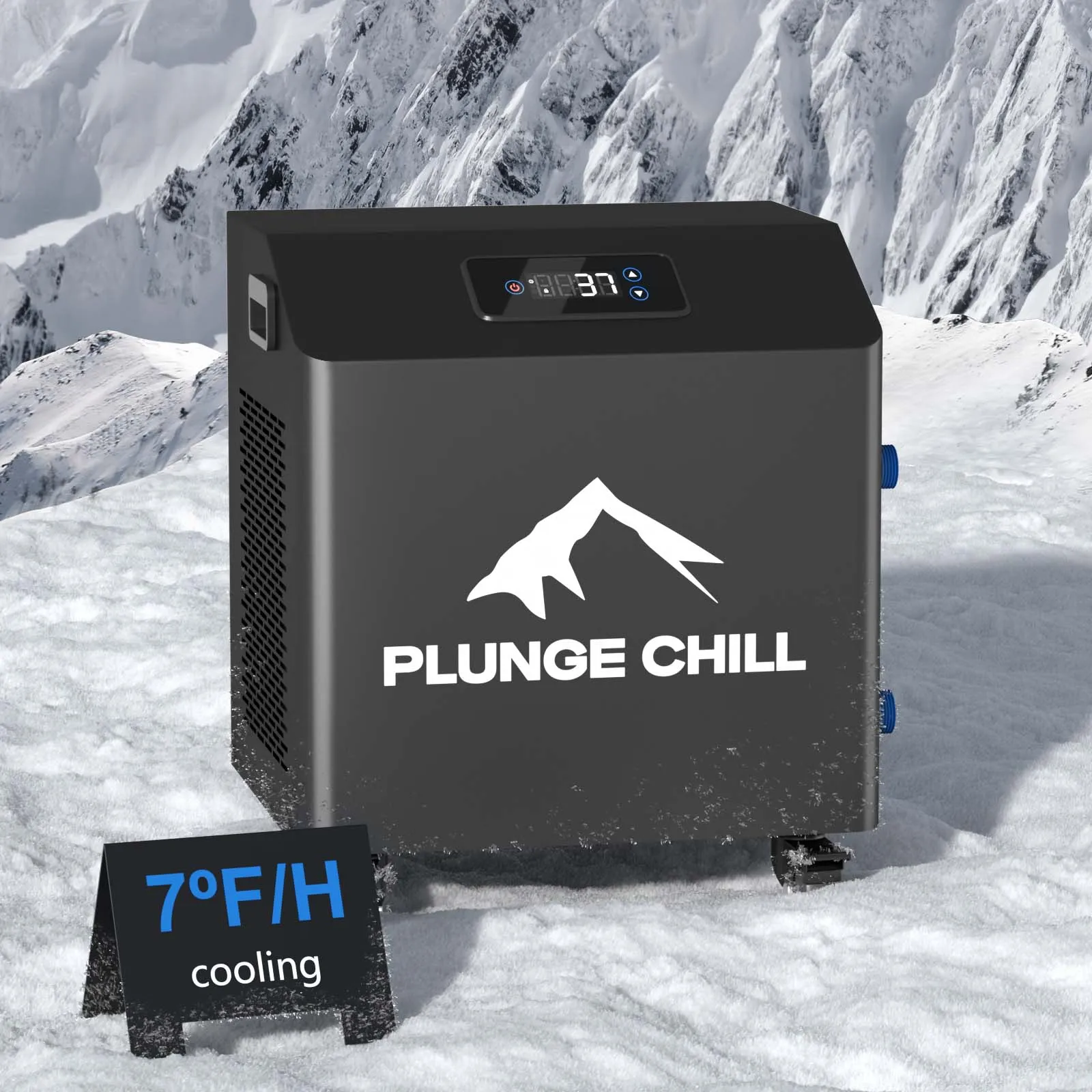 Plunge Chill 1HP Cold Plunge Chiller — 7°F per hour cooling, 36°F minimum, titanium heat exchanger, R410A refrigerant