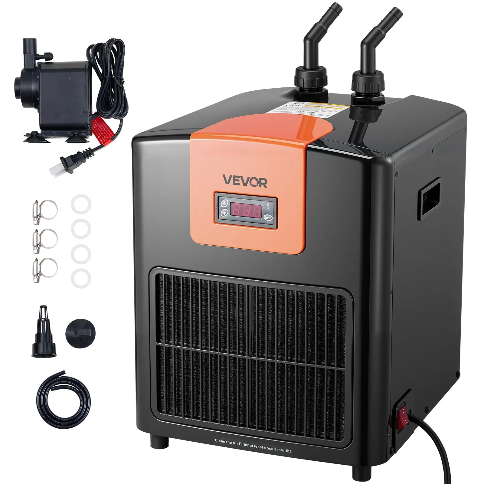 Vevor Aquarium Chiller 110 Gallon 1/3 HP — compact black unit for ice bath and cold plunge